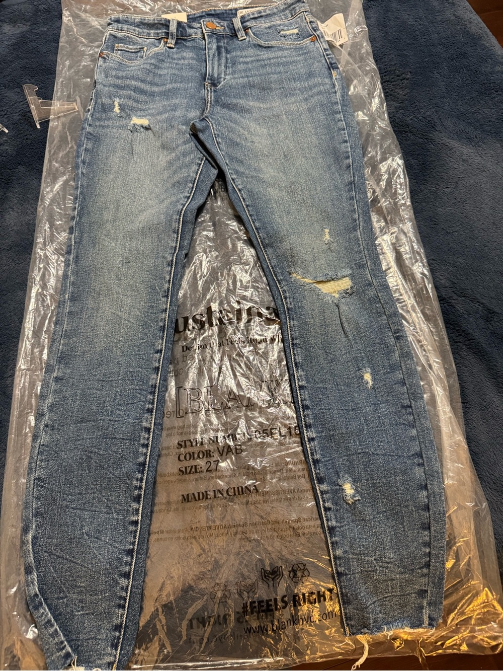 Blank NYC women Slim Straight Distressed Jeans - Light Blue